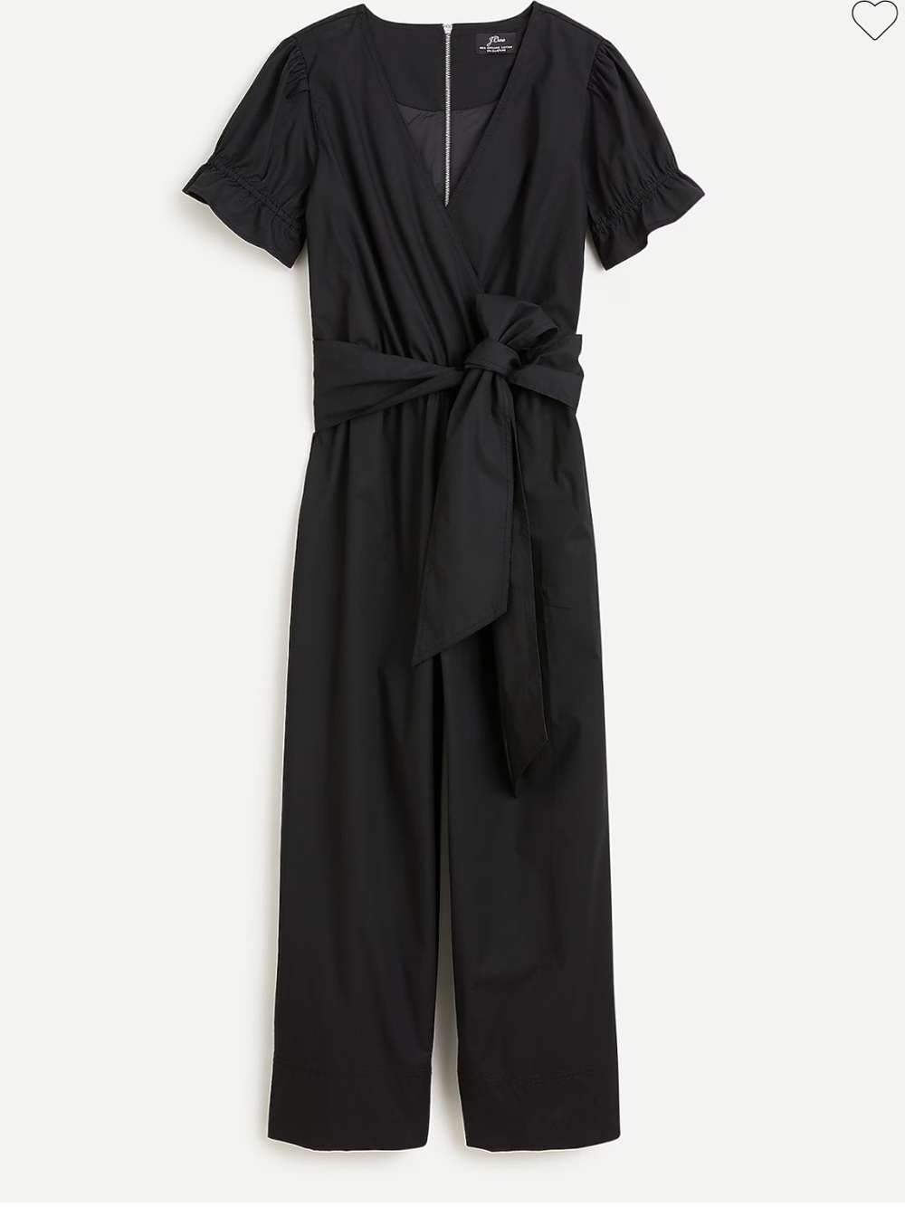 NWT J. Crew Ruffle stretch cotton poplin jumpsuit Black Size 18 Tall - Picture 2 of 9